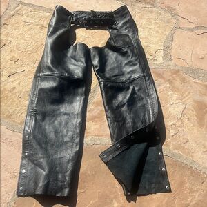 Black Leather  Motorcycle Chaps